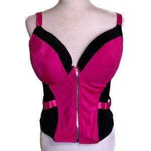 OPPA! Women's Pink Zipper Front Boning Corset Padded Bra Size 3X